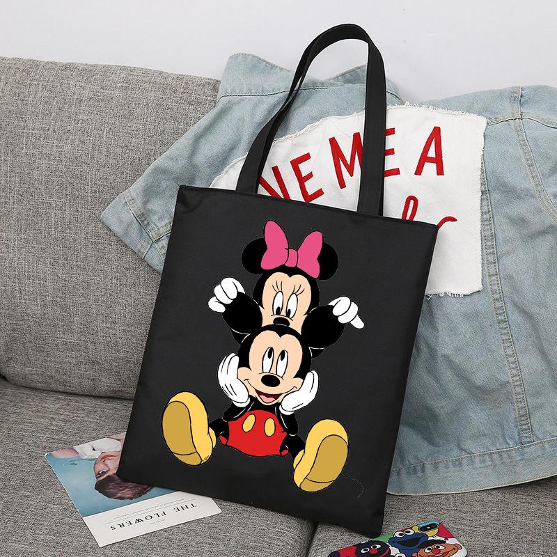 Mickey Minnie Mouse impreso bolsa de lona bolso de hombro bolso plegable bolso de compras
