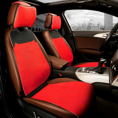 universal ultra-thin suede deerskin velvet summer, Wool pad - longteng-model-chinese-red-five-seater-rear-one-piece-2-headrests