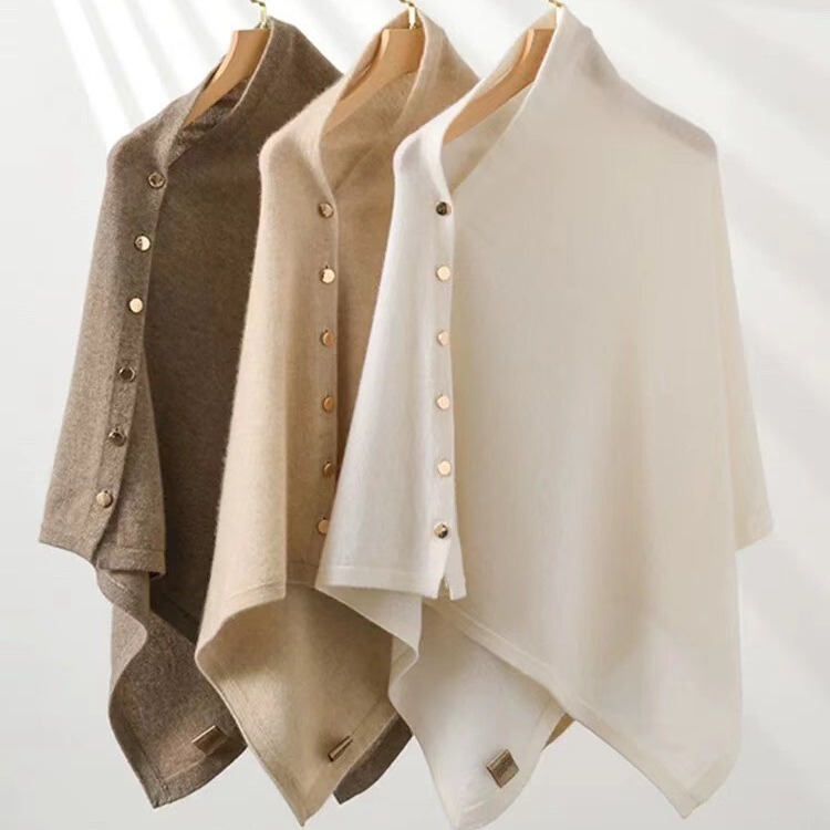 Manufacturers Cross-Border Wholesale 100% Wool Skin-Friendly Warm Knitted Wool Shawls and Capes, Large Quantities in Stock, Customizable