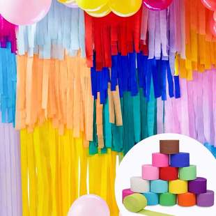 Color crepe paper roll flower paper roll wedding birthday party background wall layout flower paper roll ribbon wholesale