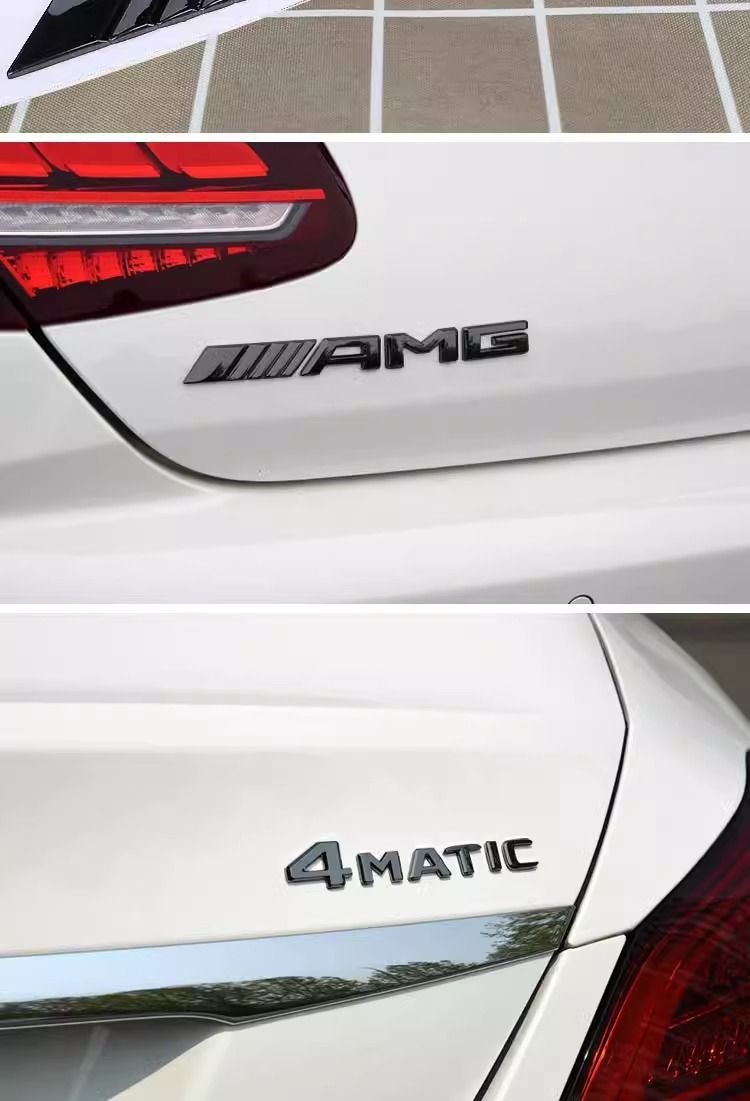Mercedes-Benz black C-Class C43 C63S C180L C200 C220 C260L car emblem, AMG 4MATIC sticker