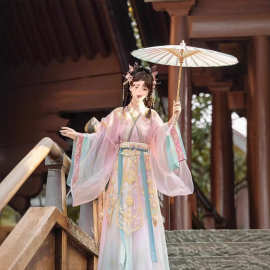 新款刺绣魏晋风汉服女南北朝广袖古装日常款交领齐腰破裙汉服套装