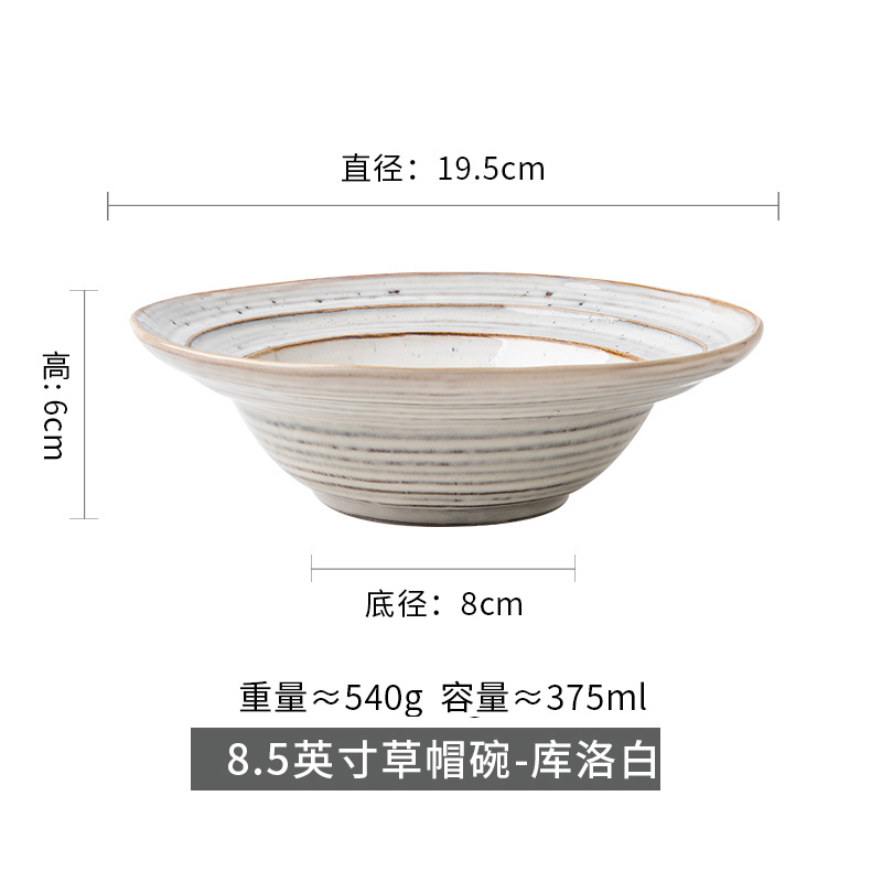 Exportaciones transfronterizas de 7,5 pulgadas irregulares sombrero de paja tazón roscado tazón de ensalada para hacer viejos tazones de cerámica americana retro