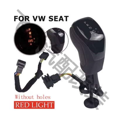 shift handball gear lever with – Sürətlər qutusu və əl tormozu başlıqları - all-black-paint-leather-without-holes-red-light