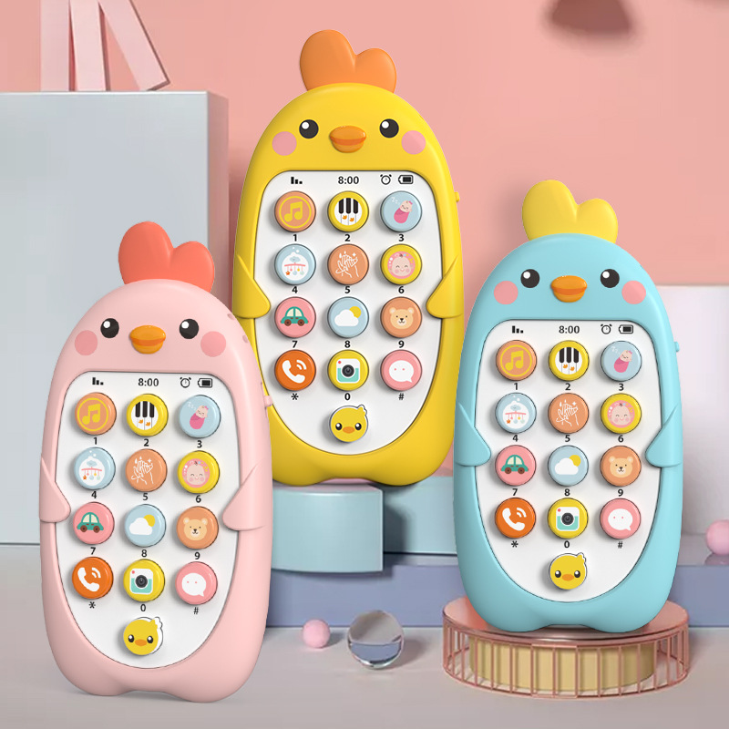 Children's Music Mobile Phone Educational Early Education Toys Infant Bite Simulation Chick Phone Model Chinese and English Bilingual 2