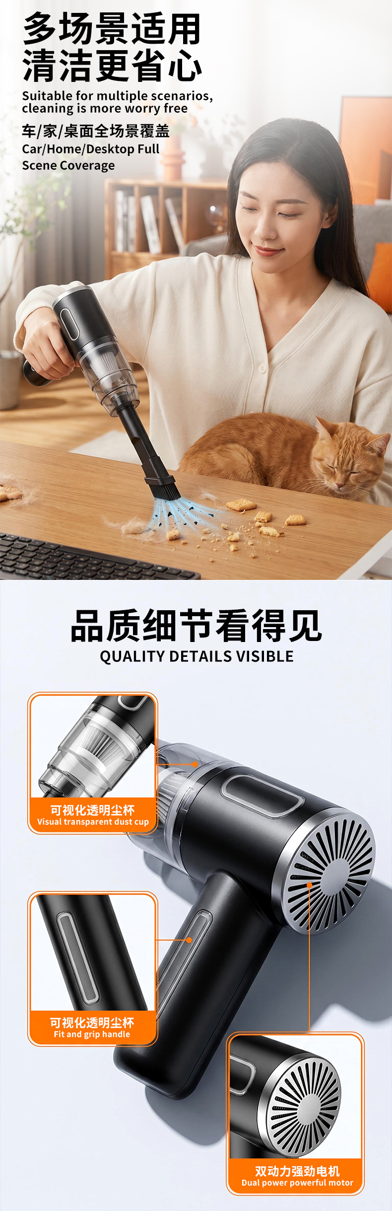 Directly from the Manufacturer: Car Vacuum Cleaner, Wireless Portable, Strong Suction, Household Handheld Dust Remover, Mini Dust Blower, Hot-Selling Product