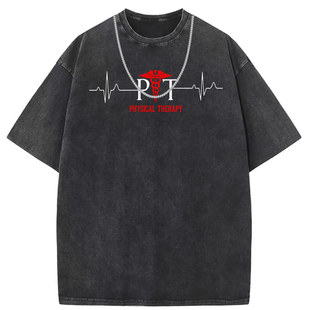 Short-sleeved T-shirt women's washed old American street original European and American men's clothing men's and women's custom