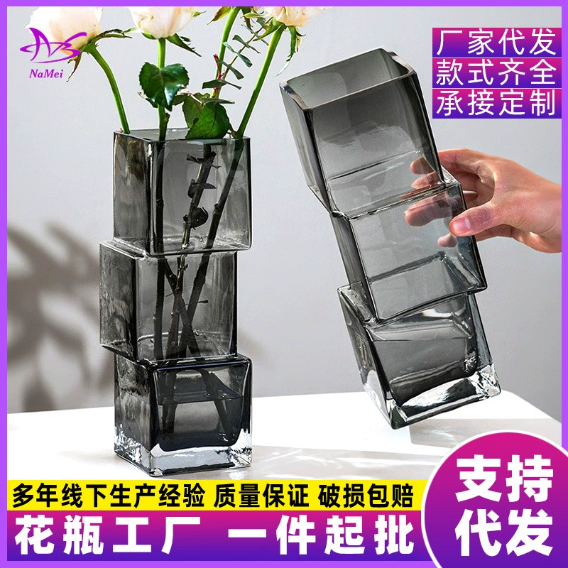 Высококачественная художественная ваза в стиле ins, украшение, легкий роскошный геометрический дислокационный обеденный стол с цветами, гидропонная стеклянная бутылка