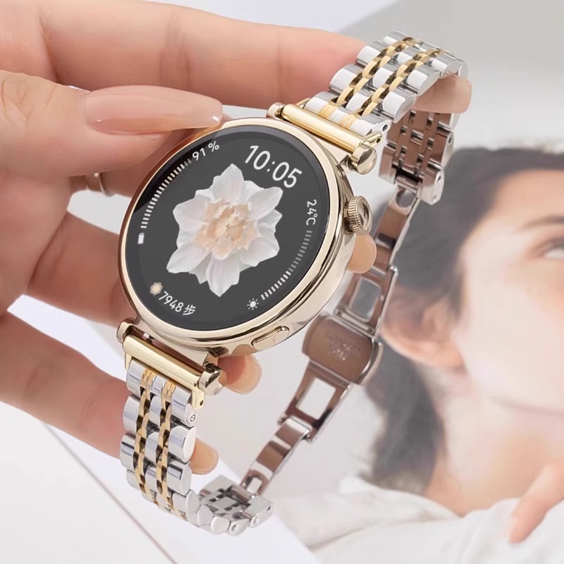 Seven Stainless Steel Women's Models Suitable for Huawei Gt6 (41mm) Metal Watch Strap Watch3/4 Huawei Bracelet 9/8