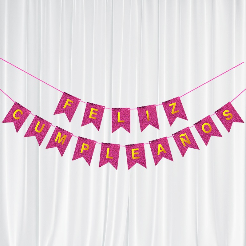 Bandera Láser con Diseño de Puntos en Inglés y Cola de Pez Dorada, Decoración Creativa para Fiestas, Bandera Colgante con Cinta