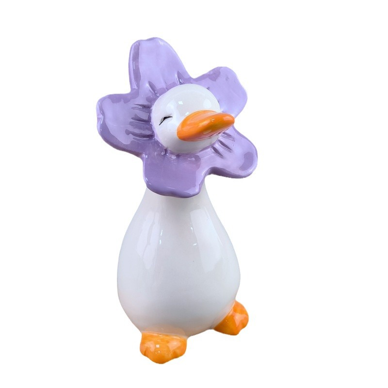 Artualidades de cerámica creativas de pato lindo nuevo estilo chino decoración de tres piezas para el hogar adornos de animales pato absorbente