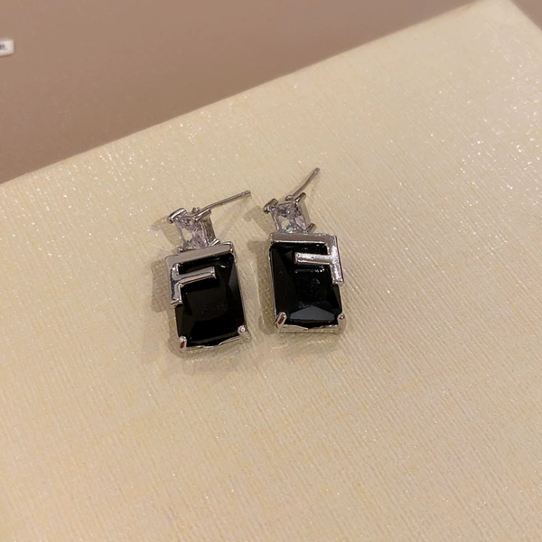 Black square silver needle