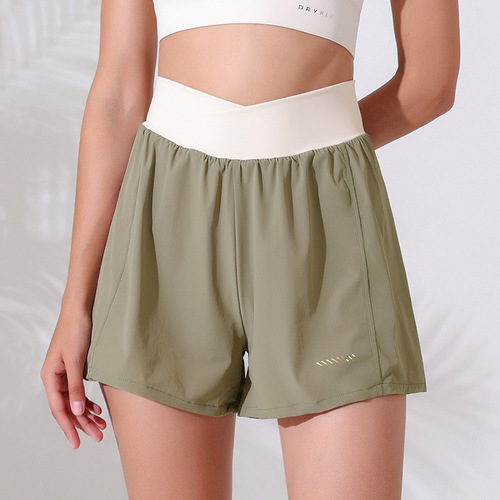 Cross-border new yoga pants high-waist fake two-piece sports quick-drying shorts women's anti-exposure marathon running fitness pants