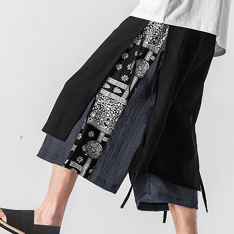 Men's Summer Pants plus size Casual Loose National Trendy Cropped Pants Fat Guy Plus Fat Plus Big Trendy Cool Pants