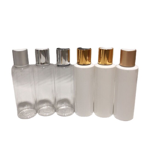 120ml flat shoulder gold and silver anodized aluminum Qianqiu cap shampoo lotion shower gel pure dew plastic bottle