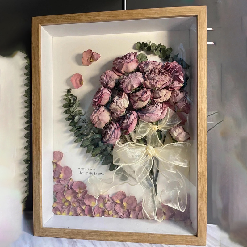 Wooden Handmade Display Frame DIY Three-Dimensional Hollow Photo Frame 3Cm5Cm Dried Flower Photo Frame Eternal Flower Display Frame