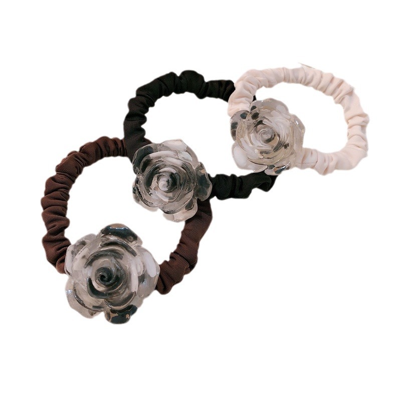 Camellia original anillo de pelo intestino delgado temperamento flor de la niña cuerda de cabeza de banda de goma de alta elasticidad cuerda de pelo universal adornos para el pelo