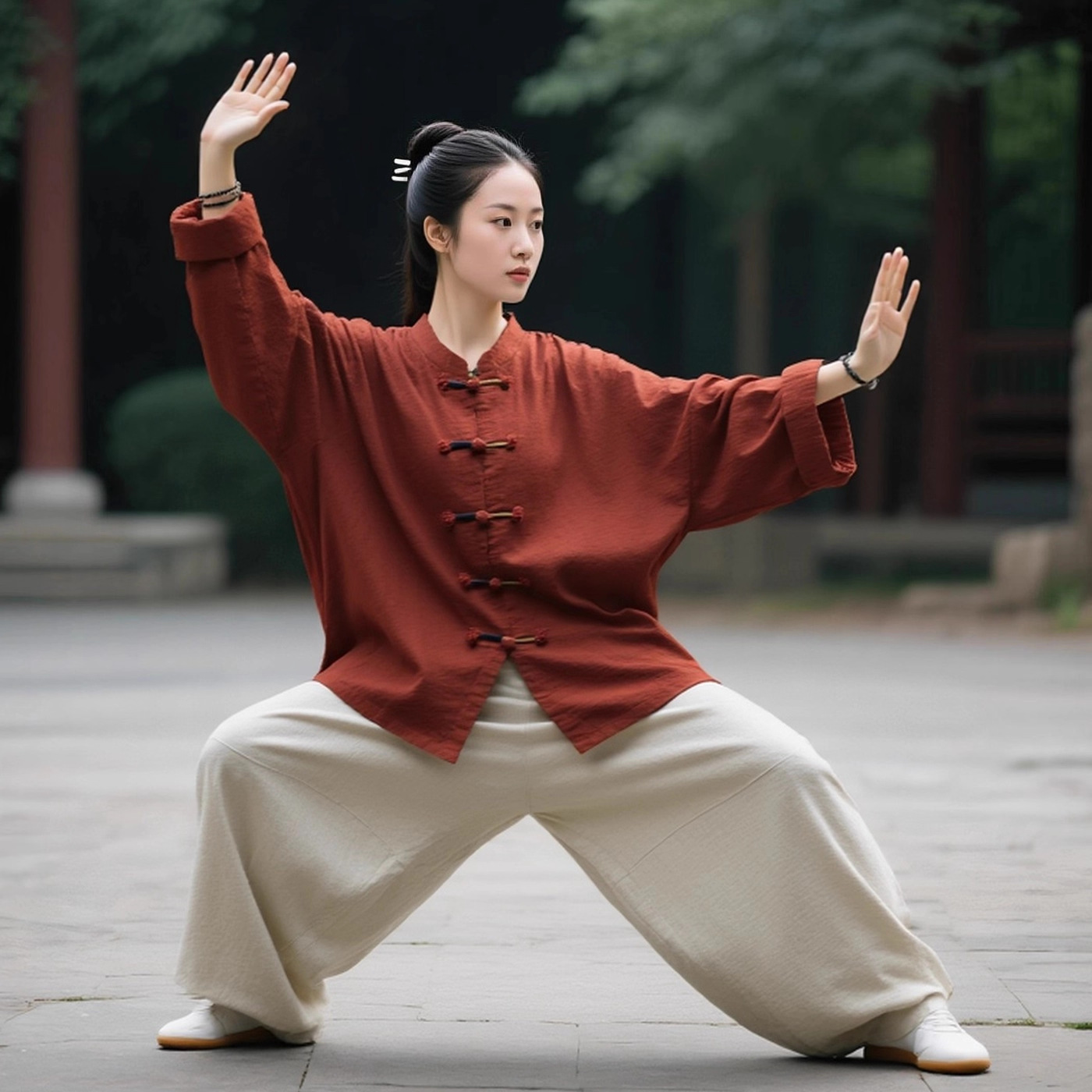 太极服女款新款唐装中国风禅意佛系女装八段锦练功服中式棉麻套装