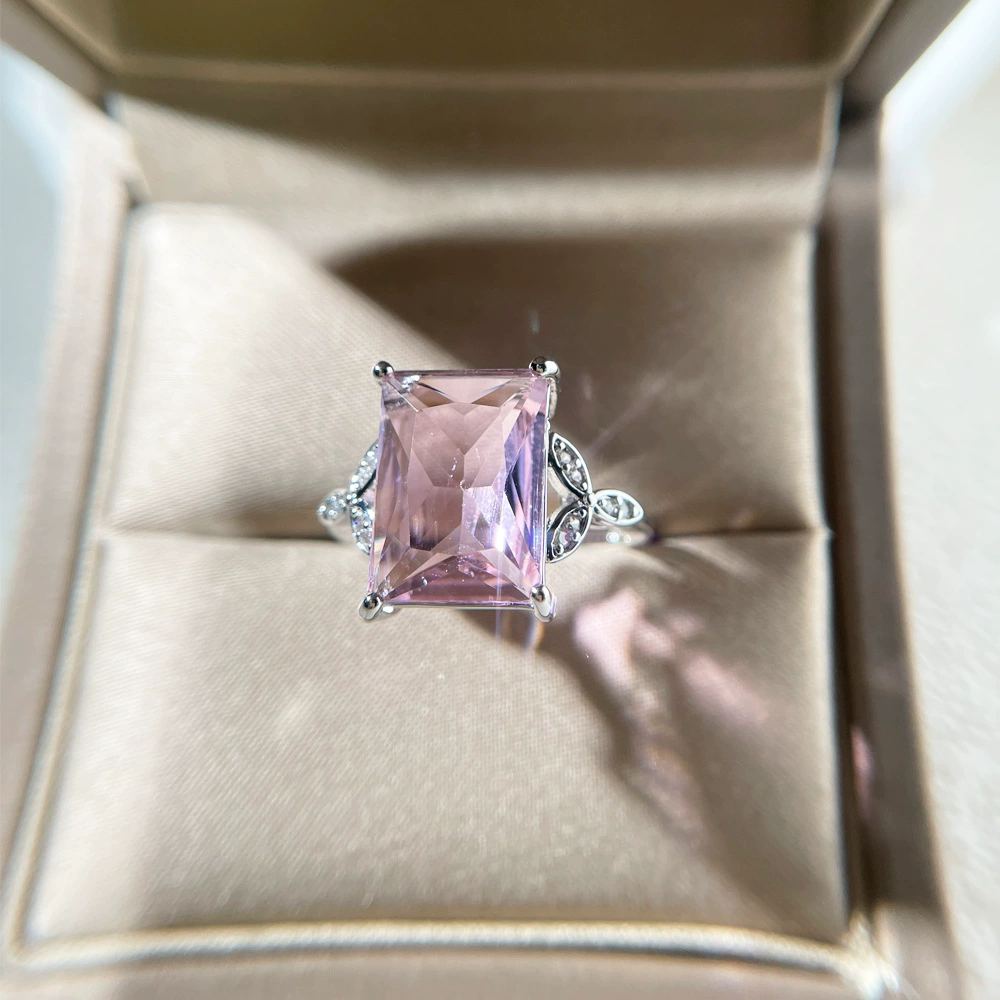 Creative fashionable rectangular zirconium, wedding ring, jewelry, European style