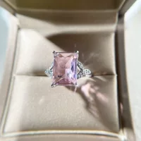 Creative fashionable rectangular zirconium, wedding ring, jewelry, European style