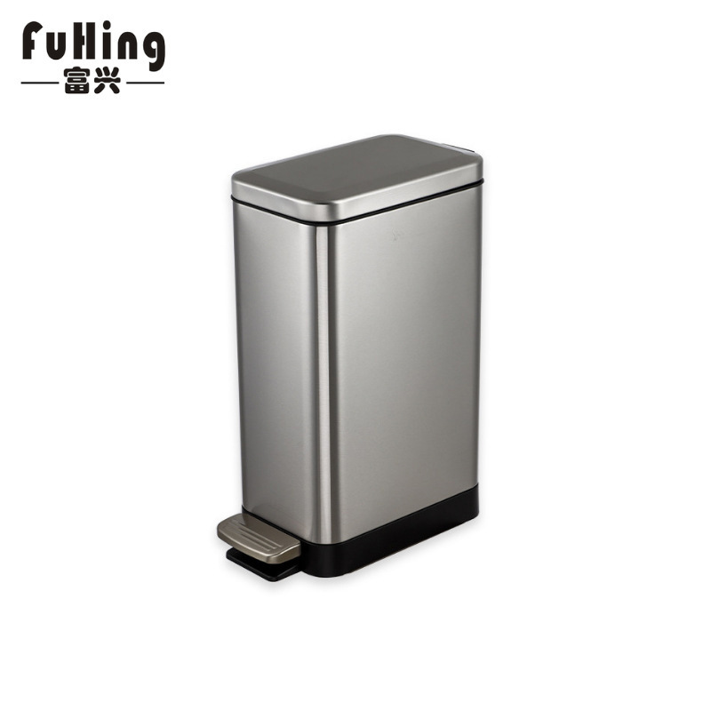 410 Stainless Steel Household Silent Pedal Kitchen Gap Trash Can Bathroom Kitchen Living Room Square Slow-Drop Trash Bin 410 Stainless Steel Household Silent Pedal Kitchen Gap Trash Can Bathroom Kitchen Living Room Square Slow-Drop Trash Bin