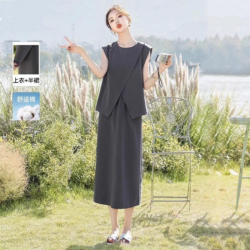 Женский костюм в твидовом стиле 2025, новый летний модный комплект из топа с круглым вырезом и юбки с эластичной талией