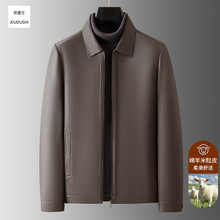 男士真皮头层绵羊皮皮衣外套中年商务休闲简约皮夹克男装爸爸装男