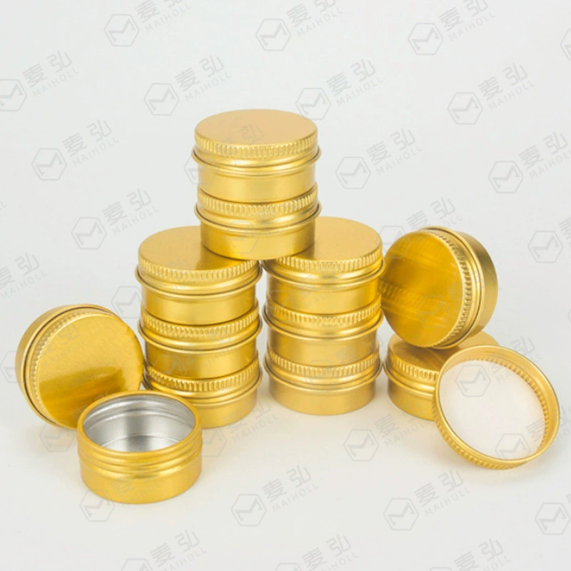 Круглая алюминиевая коробка золотого цвета 5 мл-250 мл, чайная банка 10 г, алюминиевая банка с резьбой, алюминиевая коробка для воска для волос, металлическая коробка, алюминиевые изделия