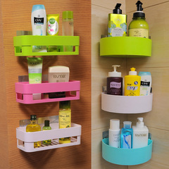 BB4C批發衛生間壁掛浴室置物架吸壁式廁所收納盒吸盤三角洗手