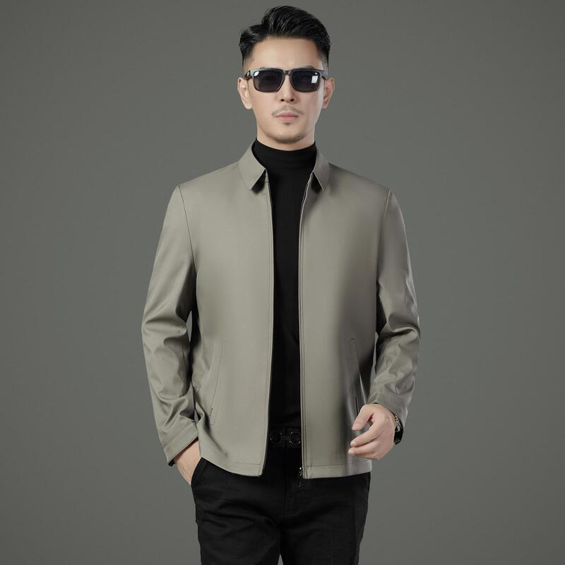 Brand Mulberry Silk Men's Jacket, Middle-Aged Business Casual No-Iron Top, High-End Executive Dad Jacket