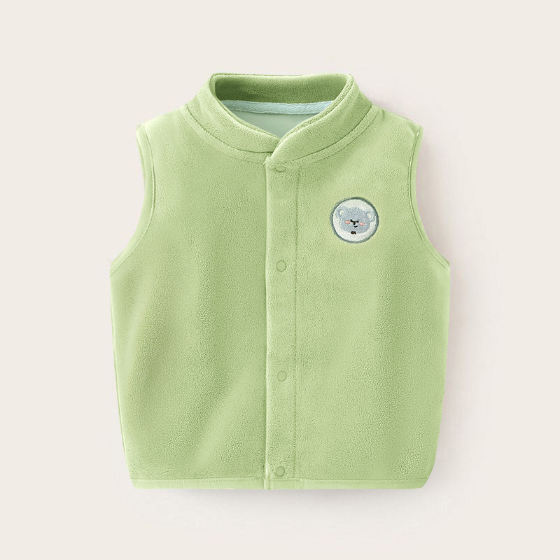 2023 de los niños de otoño e invierno Nuevo Olímpico de lana cardigan pequeño Chaleco de moda collar de pie lindo bebé de los niños del todo-fósforo