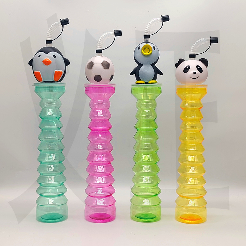 Venta caliente de comercio exterior fabricante spot PET taza de árbol de coco taza de pajita de plástico botella de jugo desechable forma personalizada árbol de coco