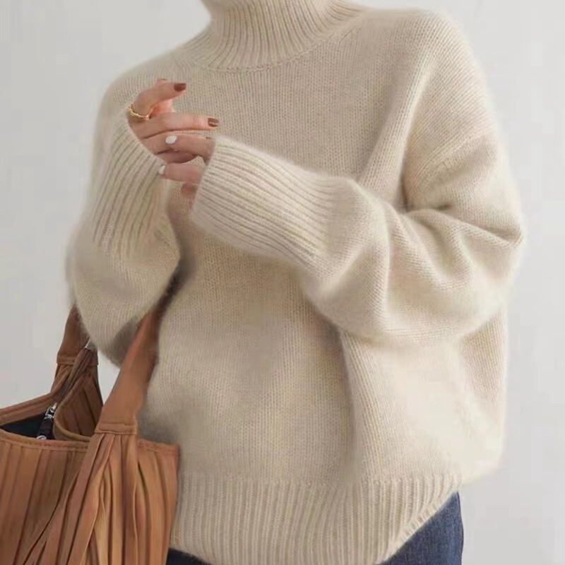 Lazy style heavy turtleneck loose sweater women's autumn and winter thickened soft glutinous bottoming cashmere sweater sweater