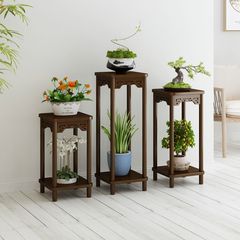 w!實木花架中式花台陽台家用落地式室內客廳置物架多肉綠蘿花盆架