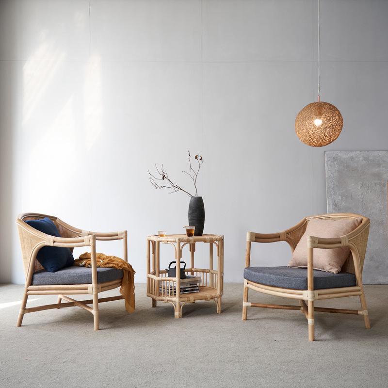 Nordic Leisure Rattan Chair Three-piece Set Home Living Room Real Rattan Backrest Sofa Chair Homestay Creative Balcony Sofa Recliner Nordic Leisure Rattan Chair Three-piece Set Home Living Room Real Rattan Backrest Sofa Chair Homestay Creative Balcony Sofa Recliner
