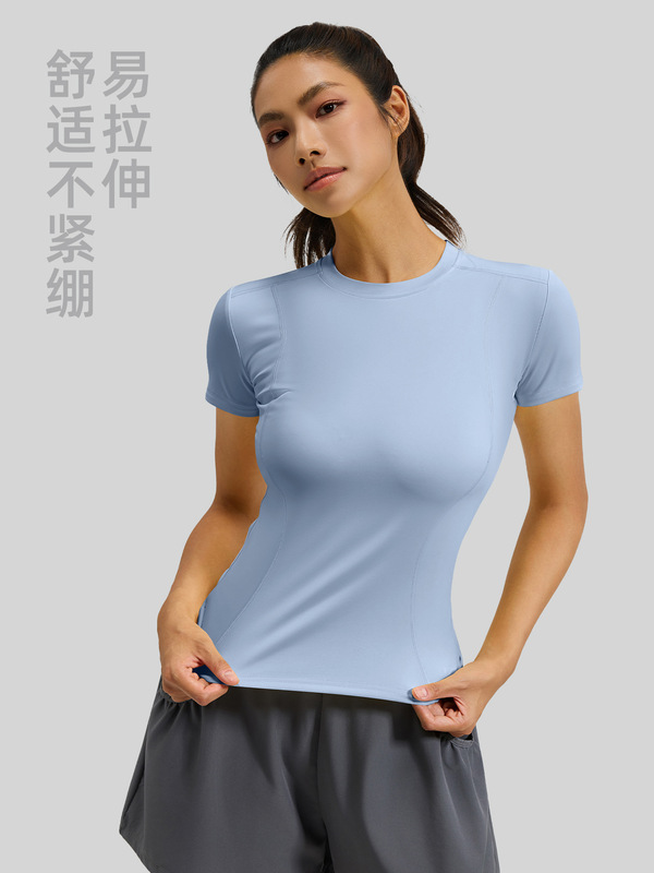 春夏修身運動半袖tシャツヨガ服上着女性フィットネスガードルランニングヨガ半袖|undefined