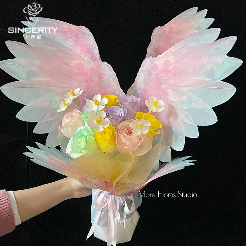 Qisejin nuevos productos flores, pájaros y cielo sfonía papel de modelado embalaje de flores floristería floristería material floral coreano