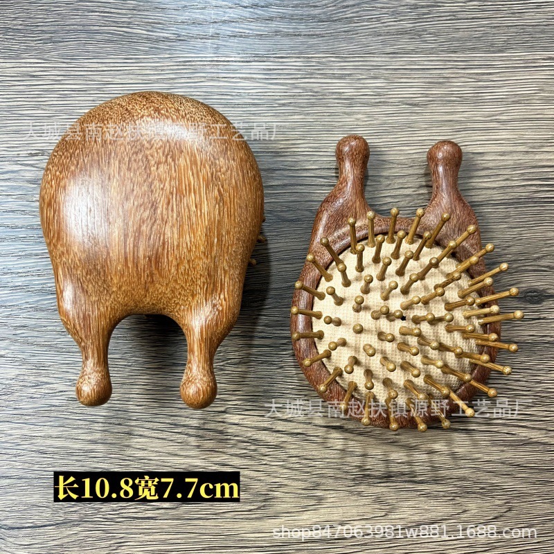 卸売り龍鳳檀木頭部海馬マッサージ櫛頭治療イルカ頭皮マッサージ五球金糸檀経絡櫛|undefined