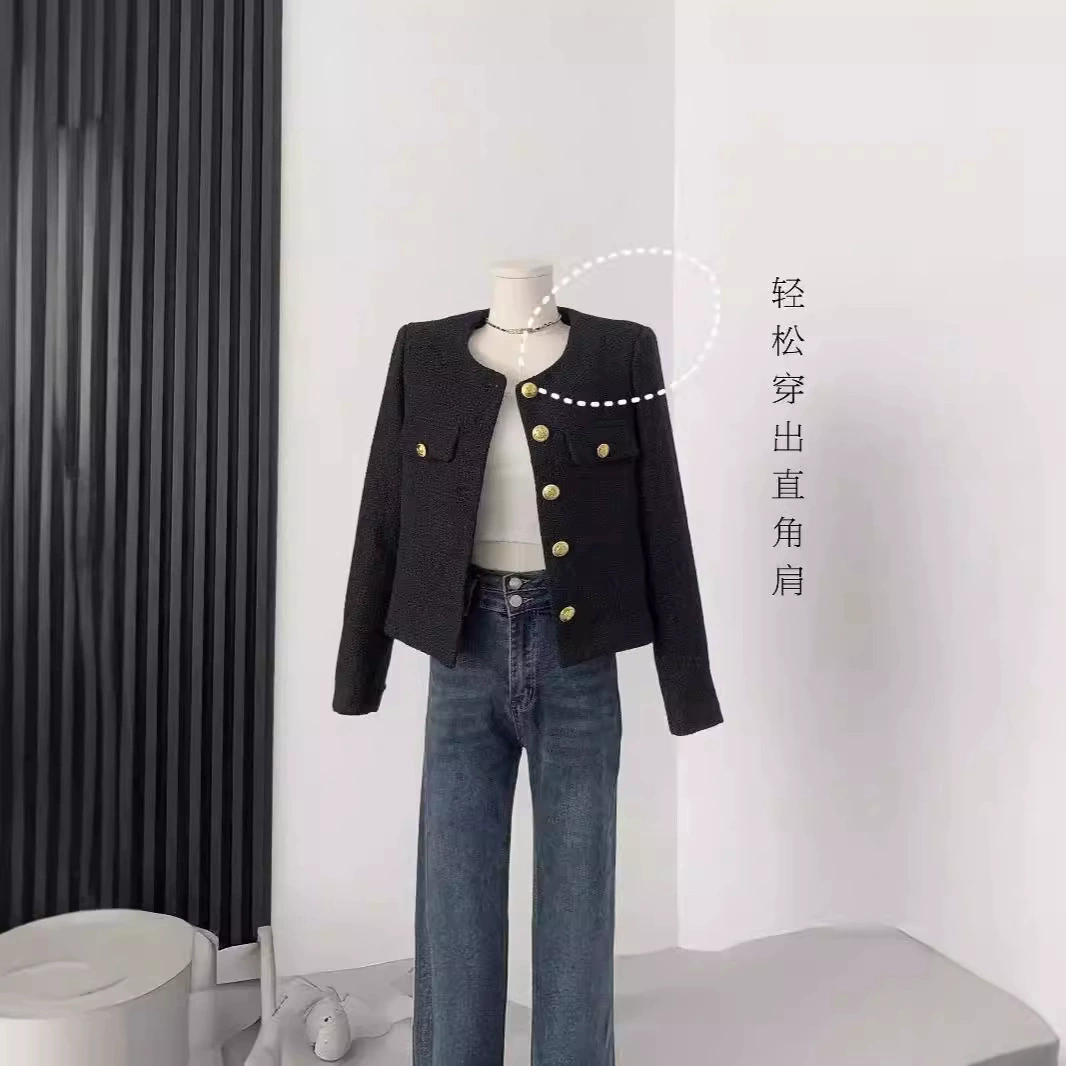 Осенняя куртка, короткий рукав, стиль Chanel, французский стиль, оверсайз