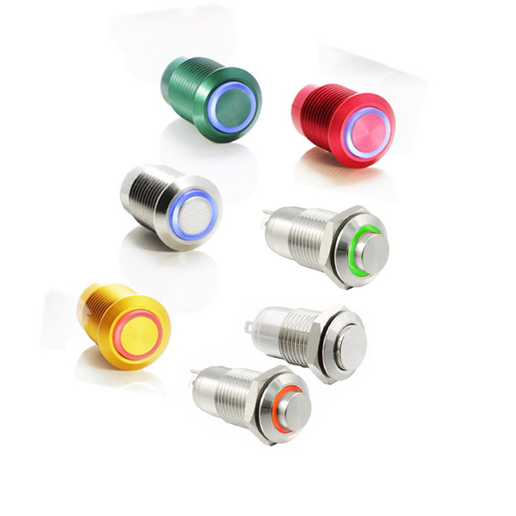 供应D-SWITCH德崧12mm自复位IP67防水金属按钮M12