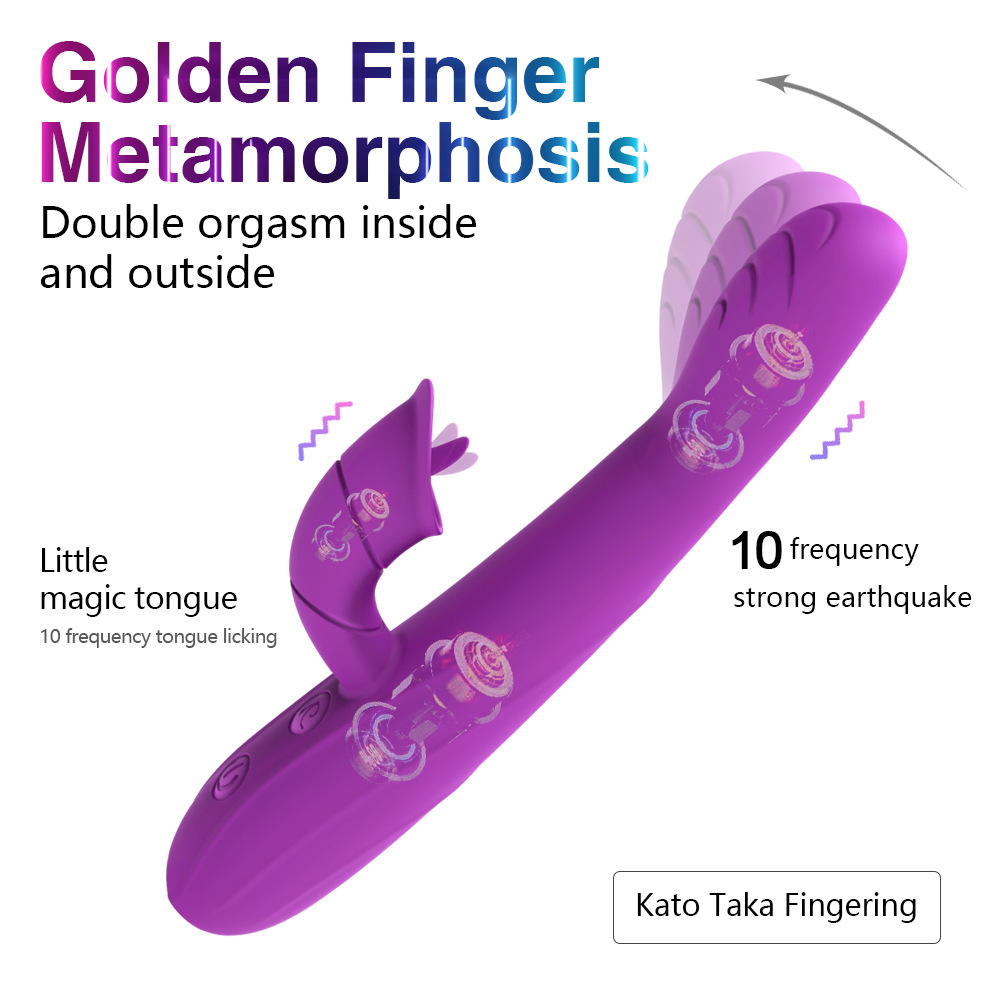 Vibratore trasformabile Golden Finger per donne, lecca la lingua, vibrazione del clitoride, punto G, prodotti sessuali alla moda istantanei_voghion.com