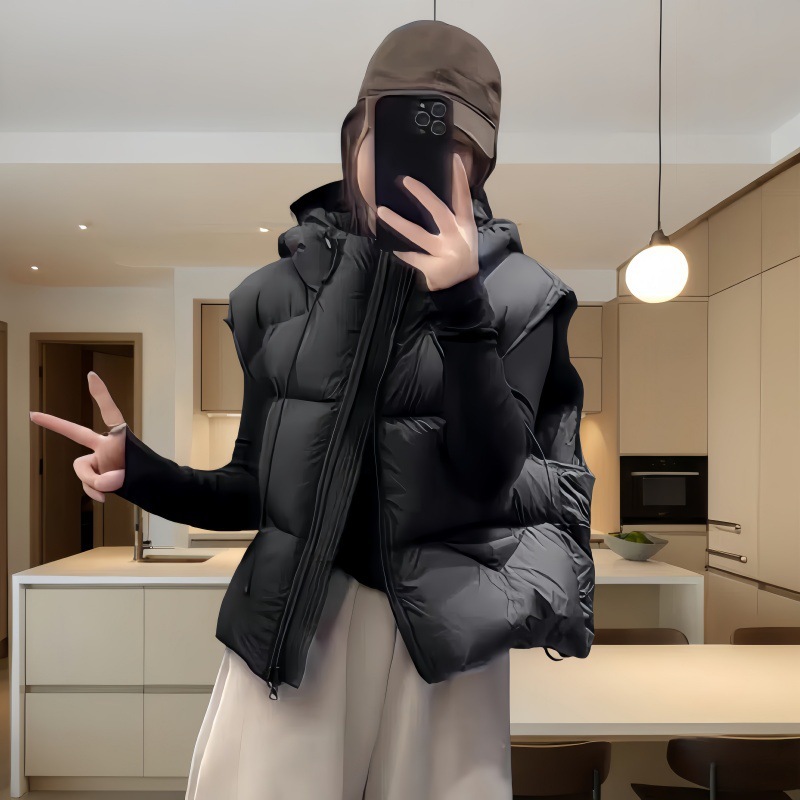 European and American Cross-Border Puff down Vest for Women 2026 New High-End Casual Warm Vest White Duck down Gilet Jacket European and American Cross-Border Puff down Vest for Women 2026 New High-End Casual Warm Vest White Duck down Gilet Jacket