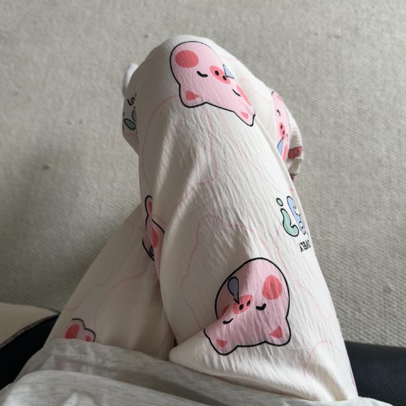 Primavera y verano · Pantalones de pijama casuales para mujeres pantalones a prueba de mosquitos rojos en línea 2025 nuevos pantalones caseros para llevar