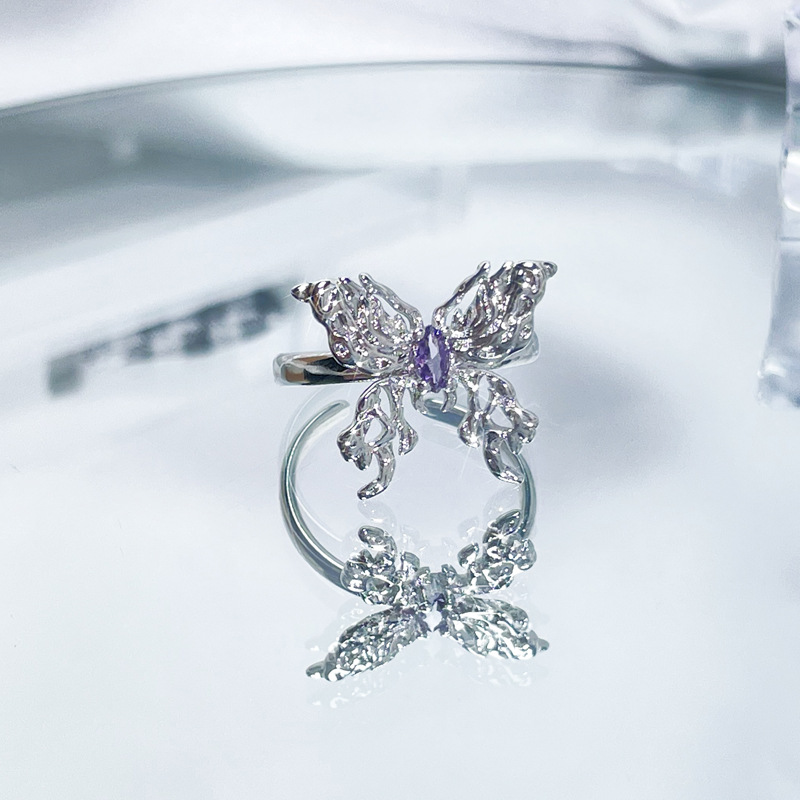 10g Weight Zircon Inlay Material Open Rings Classification Adjustable Ring Size 1 Piece Quantity Daily, Street Occasion Copper Material Star, Heart Shape, Butterfly Pattern Women's Gender Plating, Inlay Design IG Style, Cool Style Style Wholesale IG Style Cool Style Star Heart Shape Butterfly Copper Plating Inlay Zircon Open Rings 11