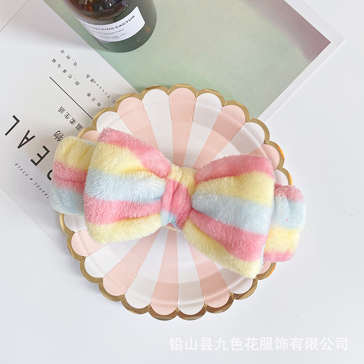 Color europeo y americano rayas arco pelo banda coral terciopelo pelo banda Linda diadema mujer cara lavado diadema arco grande
