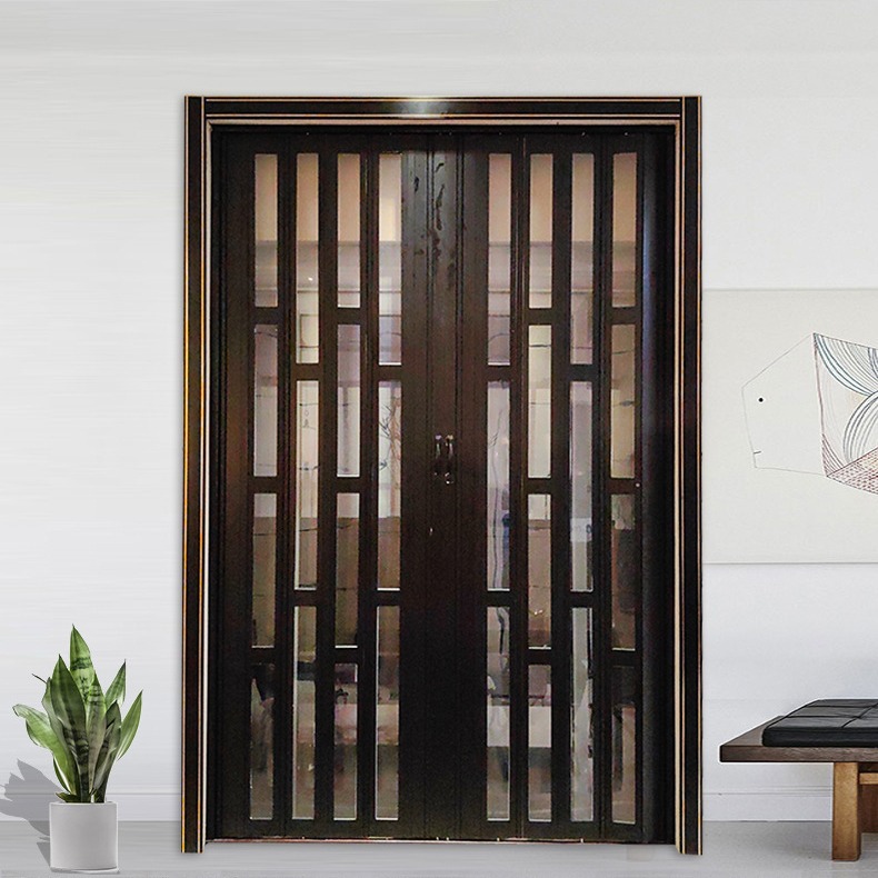 Aluminum hollow-core push-pull door partition folding door Chinese-style kitchen bathroom balcony hidden door system