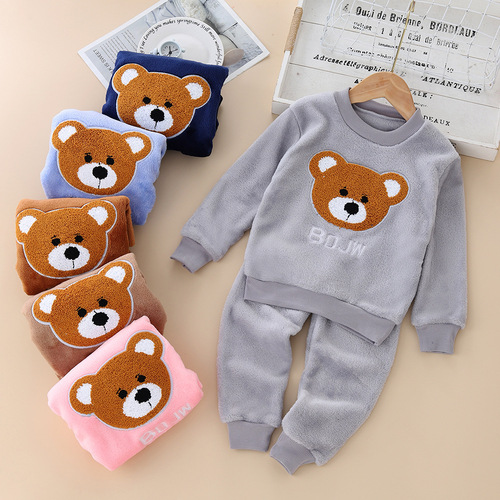New Baby Winter Pajama Set for Infants and Toddlers, Unisex Flannel Home Wear
