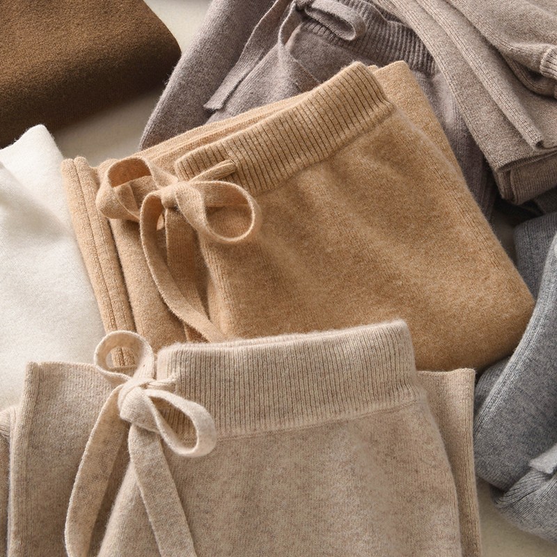 Australian Virgin Wool Wide-Leg Pants 100 Women's Autumn and Winter Outer Wear Straight Pants Draped Cashmere Knitted Floor-Length Pants