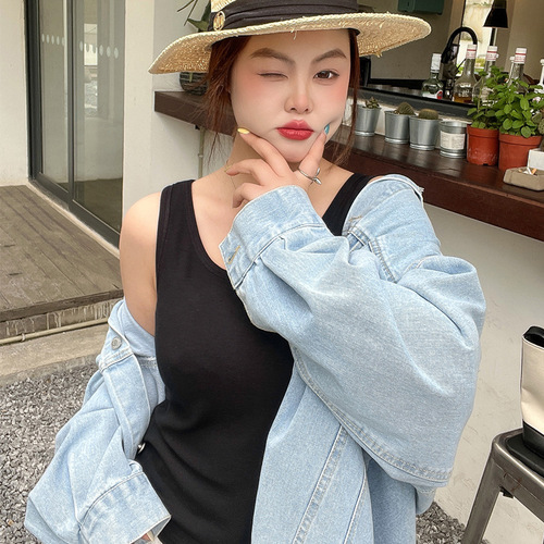 Summer Fat Sister Plus Size Women's Tank Top with Added Fat and Size, Loose Cover Stomach Base Layer Top for Fat Girls