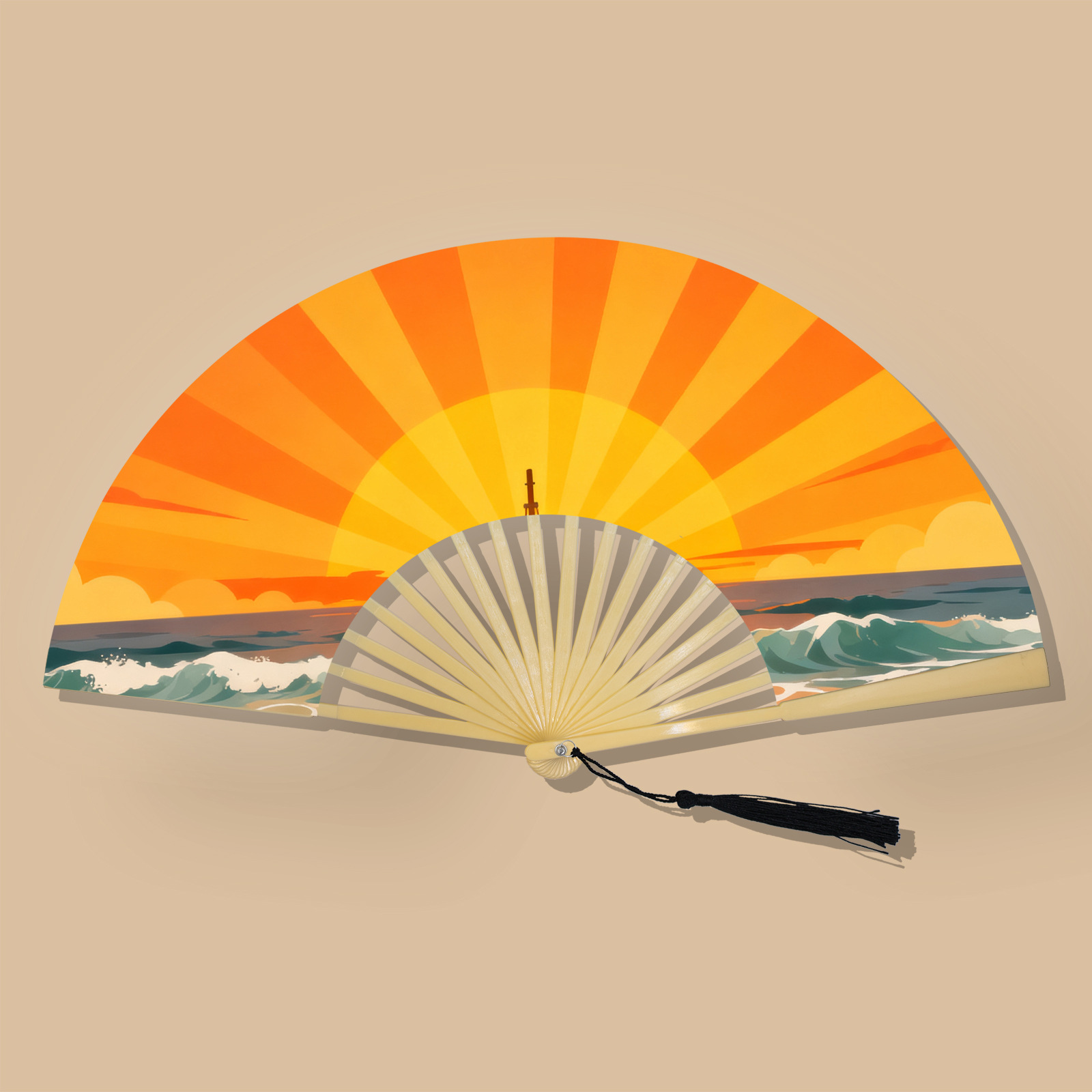 Abanico Plegable Artesanal de Poliéster y Plástico, para Hanfu y Eventos image 9